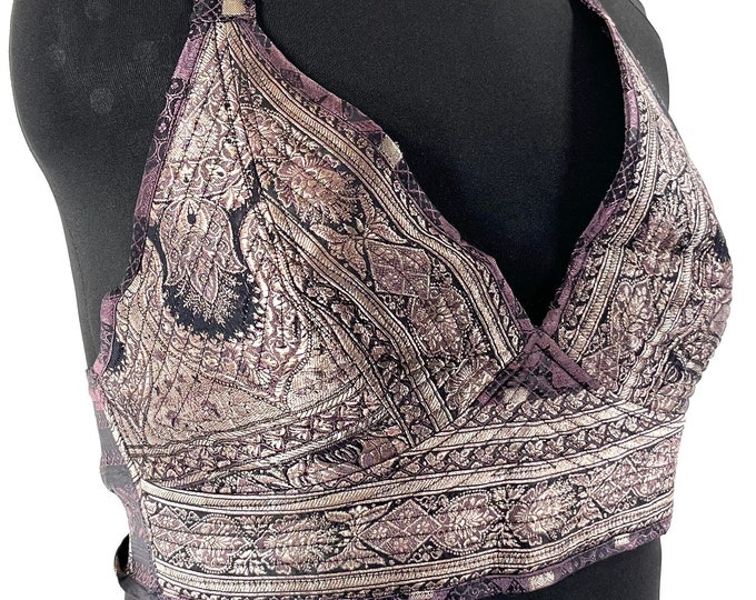 L/XL Phoenix Tribal Top. New cut in up-cycled Silk Brocade, SKU:1025-7677