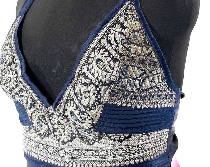 L/XL Phoenix Tribal Top. New cut in up-cycled Silk Brocade, SKU:1025-7676