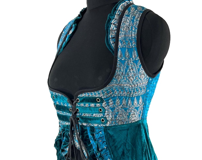 XL. Celeste Velvet Underbust Corset Dress with adjustable skirt SKU:2124-9519