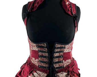 3XL Elisa Corset Dress; Underbust Bustier in Silk Brocade with long body. SKU:2004-8298