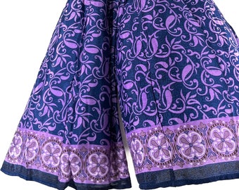 XL. Esther Short Leg Culottes in Summer Silk, One-Size Plus Trousers with Elasticated Waist. (Wide Leg Palazzo Pants)  SKU:822-7444