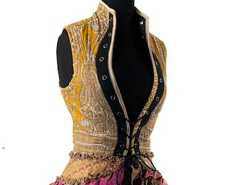 Corset Dress M Amalie - Silk - Fantasy Steampunk - Sleeveless - Bustle SKU:2041-7810