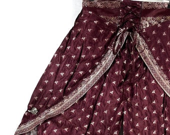 XL. Tulip Palazzo Pants in Silk Brocade; Split open leg harem trouser SKU:797-8035