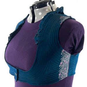 6XL. Sutiã estilo corpete, feito à mão em brocado de seda vintage. Top com renda Choli Plus Size. SKU: 449-9029