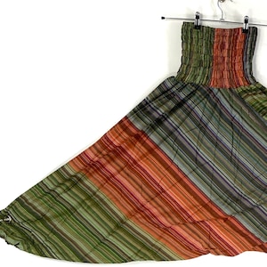 Drop Crotch Harem Pants, handmade, cotton orange, green, grey, purple striping SKU:850-5323
