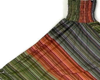 Drop Crotch Harem Pants- handmade - cotton - orange, green, grey, purple stripes SKU:850-5323