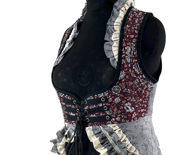 3XL. Celeste Bustier Dress; Under-bust Corset Dress in Vintage Silk. Bridgerton Cosplay, Larp, Steampunk, Fairy, Renaissance SKU:985-9579