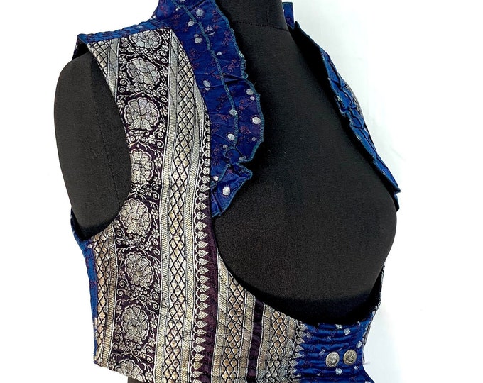XL.  Underbust Corset Top Bustier in Silk Brocade