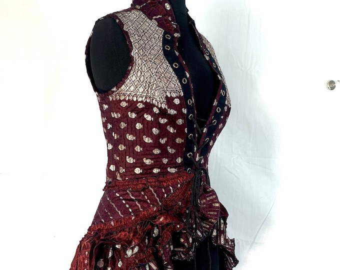 M. Isabella Corset Steampunk Dress in Silk brocade. SKU:2001-2818