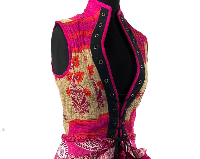 Corset Dress M. Amalie Silk Fantasy Steampunk sleeveless dress; a perfect Cosplay Renaissance Bustle SKU:2041-7806