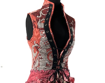 Corset Dress M. Amalie Silk Fantasy Steampunk sleeveless dress; a perfect Cosplay Renaissance Bustle SKU:2041-7808