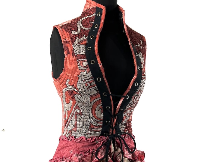 Corset Dress M. Amalie Silk Fantasy Steampunk sleeveless dress; a perfect Cosplay Renaissance Bustle SKU:2041-7808