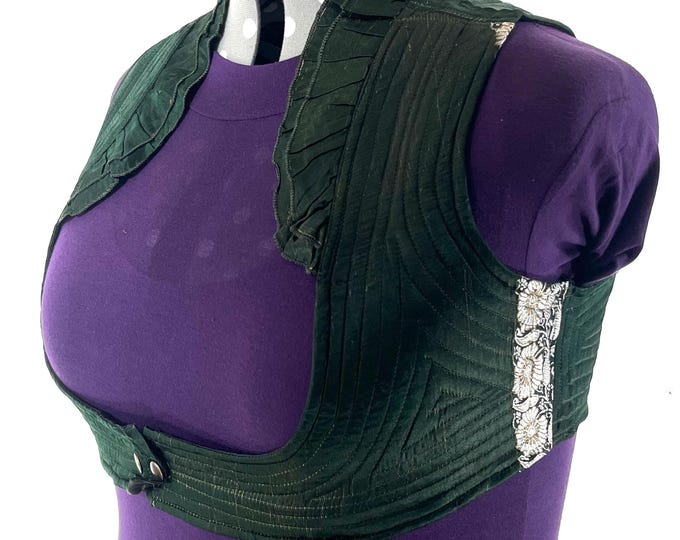6XL. Corset Style Bustier Bra Top handmade in Vintage Silk Brocade.  Choli Plus Plus Size Laced Top  SKU:449-9033