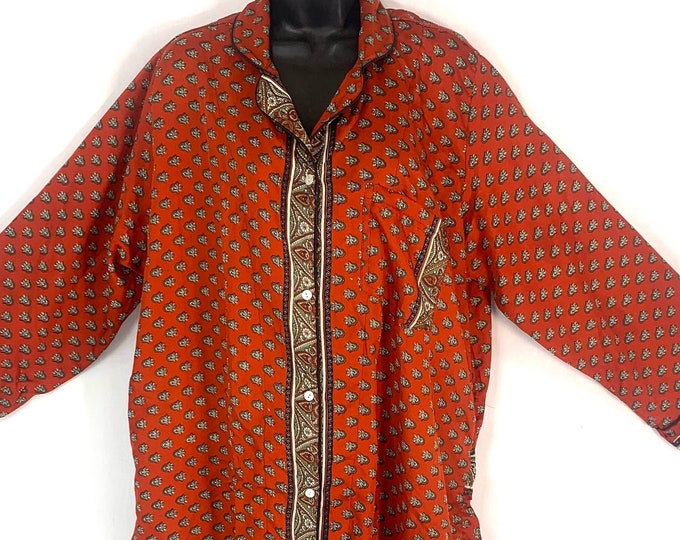 L. Romilly Silk Shirt Dress, Long Sleeve with Pocket and buttons at front. Soft sari, Loose & Comfy SKU:322-4977
