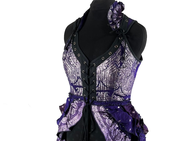 L. Varuna Corset Dress; Silk Brocade Bustier Long Body Dress for Larp, Steampunk, Life SKU:2002-7498