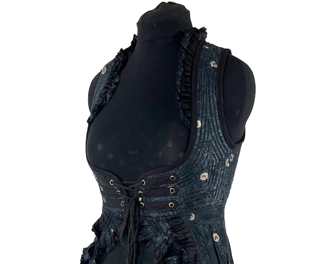 L. Alaxi Bustier Dress; Underbust Corset Cottagecore Dress in Vintage Silk perfect for Bridgerton Cosplay, Larp & Steampunk SKU: 2113-8162