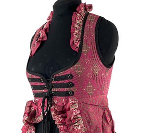 2XL. Celeste Bustier Dress; Under-bust Corset Dress in Vintage Silk. Bridgerton Cosplay, Larp, Steampunk, Fairy, Renaissance SKU:984-9573