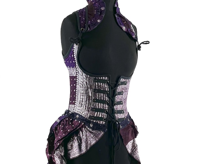 M Elisa Bustier Dress; a long body under-bust corset dress in Silk Brocade. (SKU:2004-8309)