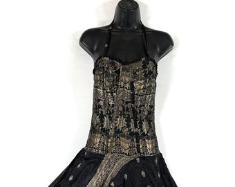Vivienne Jumpsuit - Harem Style. In a heavier, quality Silk Brocade. One size. Womens Corset Dungarees SKU:550-7607