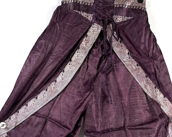 S/M. Tulip Palazzo Pants - Silk Brocade - Split open leg harem trouser (SKU:798-8009)