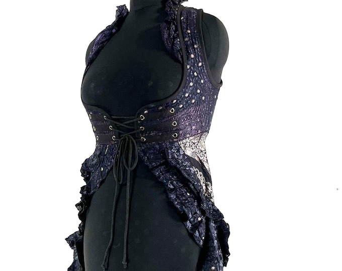 L. Alaxi Bustier Dress; Underbust Corset Cottagecore Dress in Vintage Silk perfect for Bridgerton Cosplay, Larp & Steampunk SKU: 2113-8085