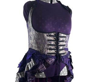 6XL Elisa Bustier Dress; Steampunk Under-bust Long Body Corset in Silk Brocade SKU:2004-10210