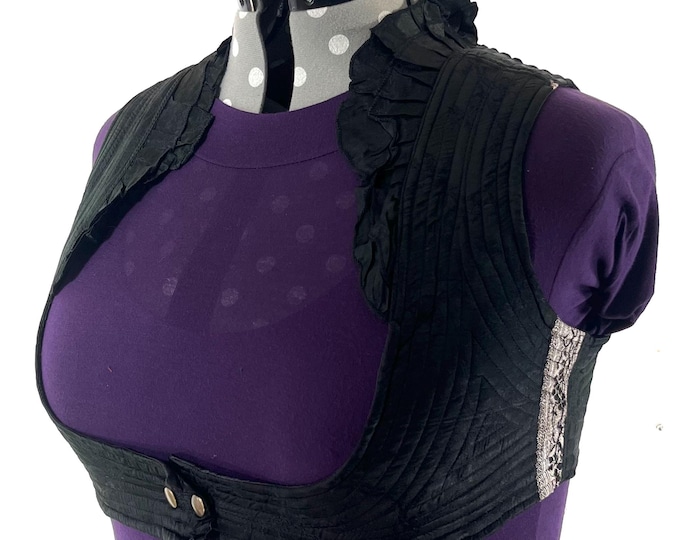 6XL. Corset Style Bustier Bra Top handmade in Vintage Silk Brocade.  Choli Plus Plus Size Laced Top  SKU:449-9041