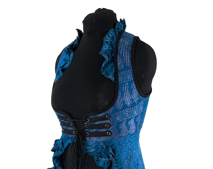L. Alaxi Bustier Dress; Underbust Corset Cottagecore Dress in Vintage Silk perfect for Bridgerton Cosplay, Larp & Steampunk SKU: 2113-8160