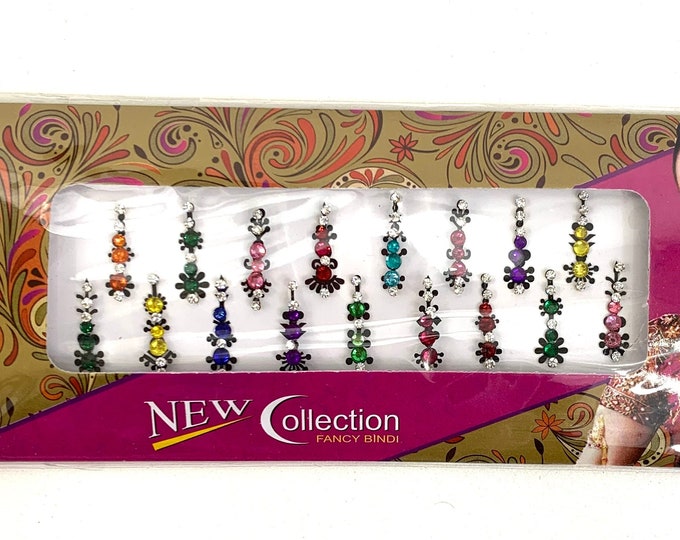 Gemstone Deluxe Bindi Pack of 17 - Large Gem Tikka - Face Jewellery- Face Gem Glitter Festival Party Wedding