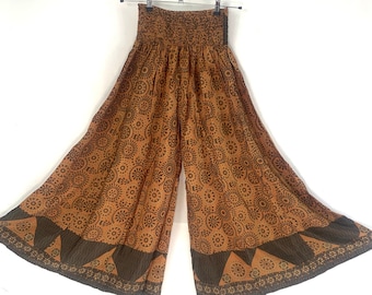 Delilah Plus Size Culottes in Summer Silk with XL Elasticated Waist, great for a fuller figure. (Wide Leg Palazzo Pants)