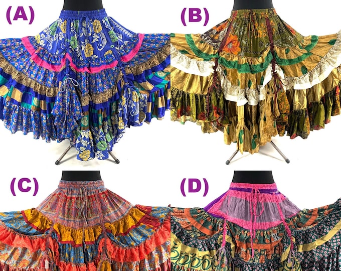 Jazmyn XL 25 yard skirt, a Peasant Gypsy Light Silk Skirt, 28" to 60" waist  SKU:737