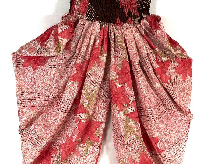 Caroline Waterfall Silk Harem Pants; Handmade One Size, Elasticated waist. Yoga Trousers. (SKU:860-9096)