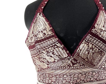 2XL Phoenix Tribal Top. New cut silk brocade halter top  SKU:1026-7687