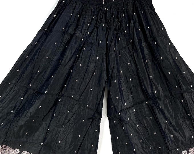 Amy Plus Plus Size Culottes in Silk brocade 2XL trousers Elasticated Waist, great for a fuller figure. (Wide Leg Palazzo Pants) SKU:812-9160