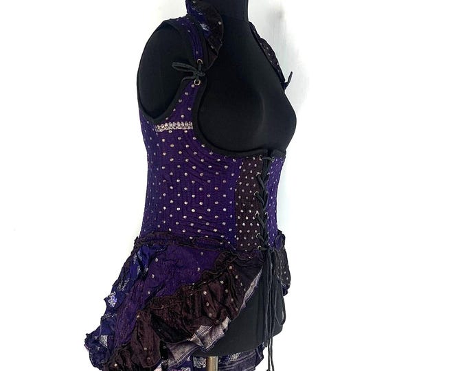 2XL. Elisa Underbust Long Body Corset Dress Bustier in Silk Brocade. SKU:2004-4366