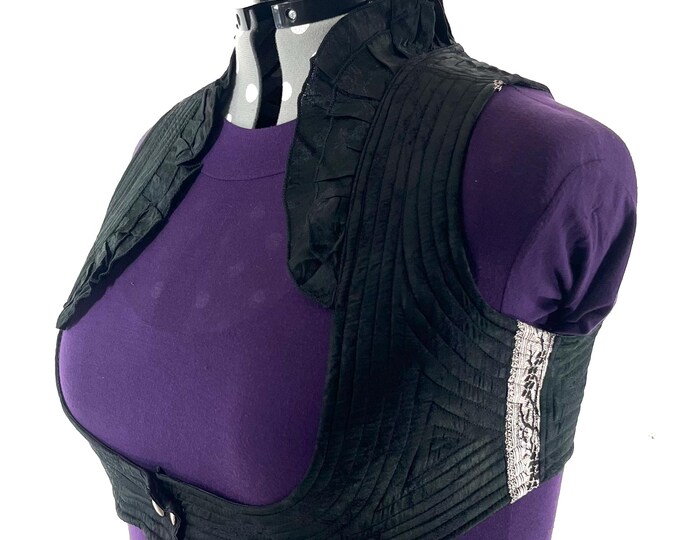 6XL. Corset Style Bustier Bra Top handmade in Vintage Silk Brocade.  Choli Plus Plus Size Laced Top  SKU:449-9031