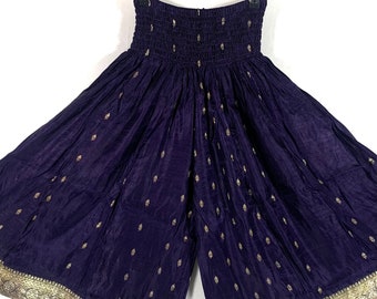 XL Martha Short Leg Culottes - Silk Brocade - Plus Size - elasticated waist wide leg palazzo pants (SKU:816-6601)