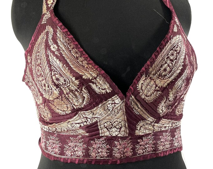L/XL Phoenix Tribal Top. New cut in up-cycled Silk Brocade, SKU:1025-7682