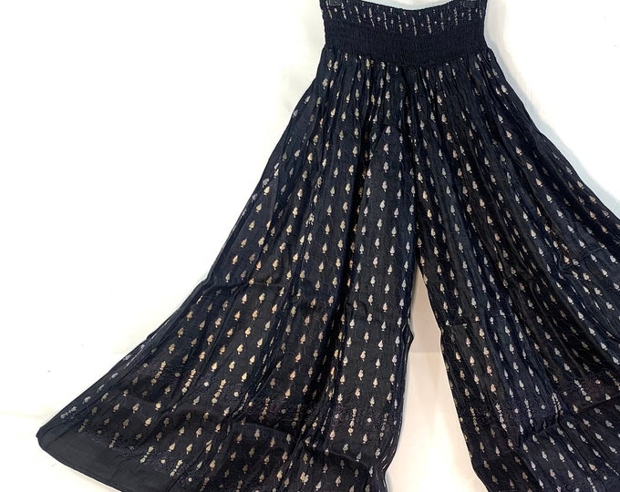 Juliana Plus Size Culottes. Silk Brocade XL Palazzo Pants elasticated waist for a fuller figure.  Wide Leg Trousers