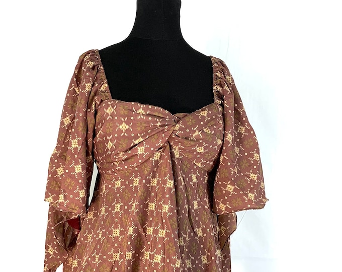 Stevie Boho Floaty Silk Top (Forest Fairy Pixie Blouse) Womens Summer Top One Size. SKU:440-2704
