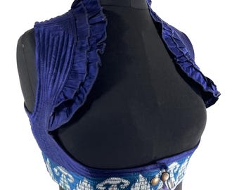 Underbust Corset Top Rose S; Vintage Silk Brocade Handmade (SKU:441-8854)