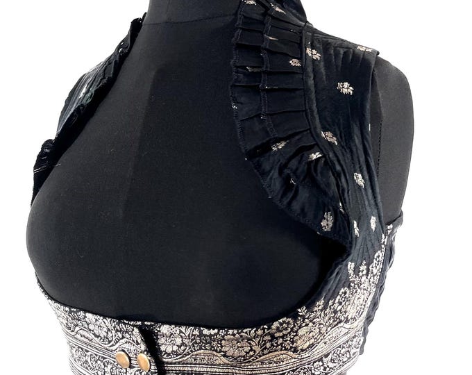 S. Underbust Corset Top Bustier handmade in Vintage Silk Brocade.  SKU:441-8830
