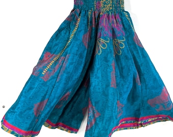 Estrella Short Leg Culottes in Summer Silk, One Size Elasticated Waist Trousers (Wide Leg Palazzo Pants) SKU:821-7414