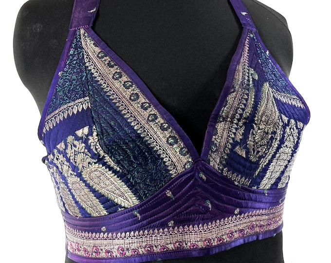 L/XL Phoenix Tribal Top. New cut in up-cycled Silk Brocade, SKU:1025-7674