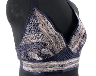 L/XL Phoenix Tribal Top. New cut in up-cycled Silk Brocade, SKU:1025-7684