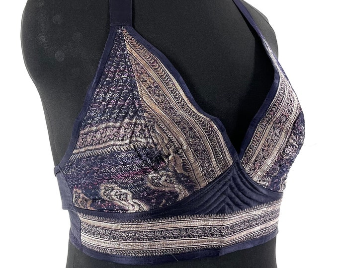 L/XL Phoenix Tribal Top. New cut in up-cycled Silk Brocade, SKU:1025-7684
