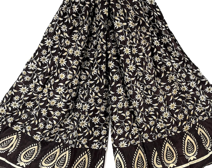Delilah Plus Size Culottes in Summer Silk with XL Elasticated Waist, great for a fuller figure. (Wide Leg Palazzo Pants) SKU:838-8720