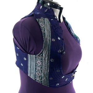 5XL. Sutiã estilo corpete, feito à mão em brocado de seda vintage. Top com renda Choli Plus Size. SKU: 448-9050