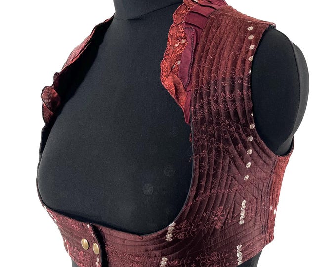 2XL Underbust Corset Top Bustier handmade in Vintage Silk Brocade  SKU:445-8886
