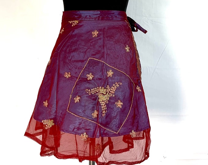 Lotus Flower, Aari Mini Wrap Skirt. Free size. Renaissance, Bohemian, Belly dance, Hippie, Gypsy, Boho SKU:2010-2762